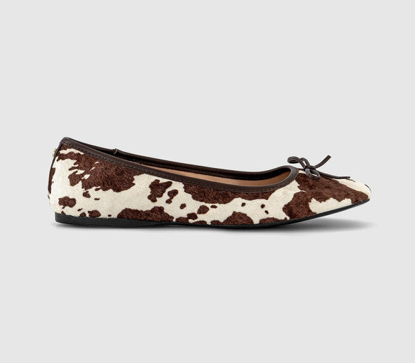 Womens OFFICE Five Star Square Toe Ballet Pumps Cow Print