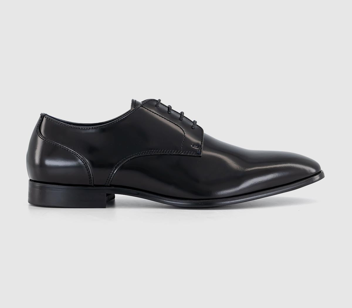 Mens Poste Parker Plain Toe Derby Black Leather