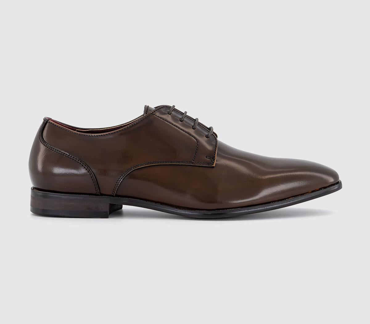 Mens Poste Parker Plain Toe Derby Dark Tan Leather