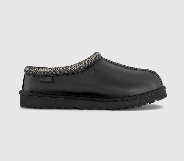 Mens UGG Tasman Leather Slippers Regen Black