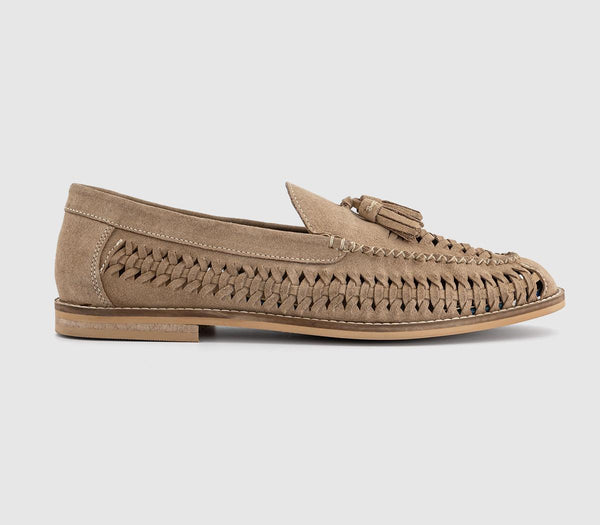 Mens Office Canberra  Tassel Woven Loafers Stone Suede