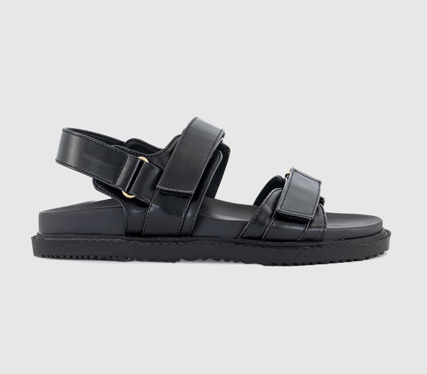 Womens Office Sunlight Double Strap Slingback Footbed Sandals Black