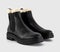 Womens OFFICE Angelica Cleated Chelsea Boots Black Leather Cream Fur Lined