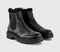 Womens OFFICE Angelica Cleated Chelsea Boots Black Leather Black Fur Lined