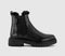 Womens OFFICE Angelica Cleated Chelsea Boots Black Leather Black Fur Lined - OFFCUTS SHOES by OFFICE