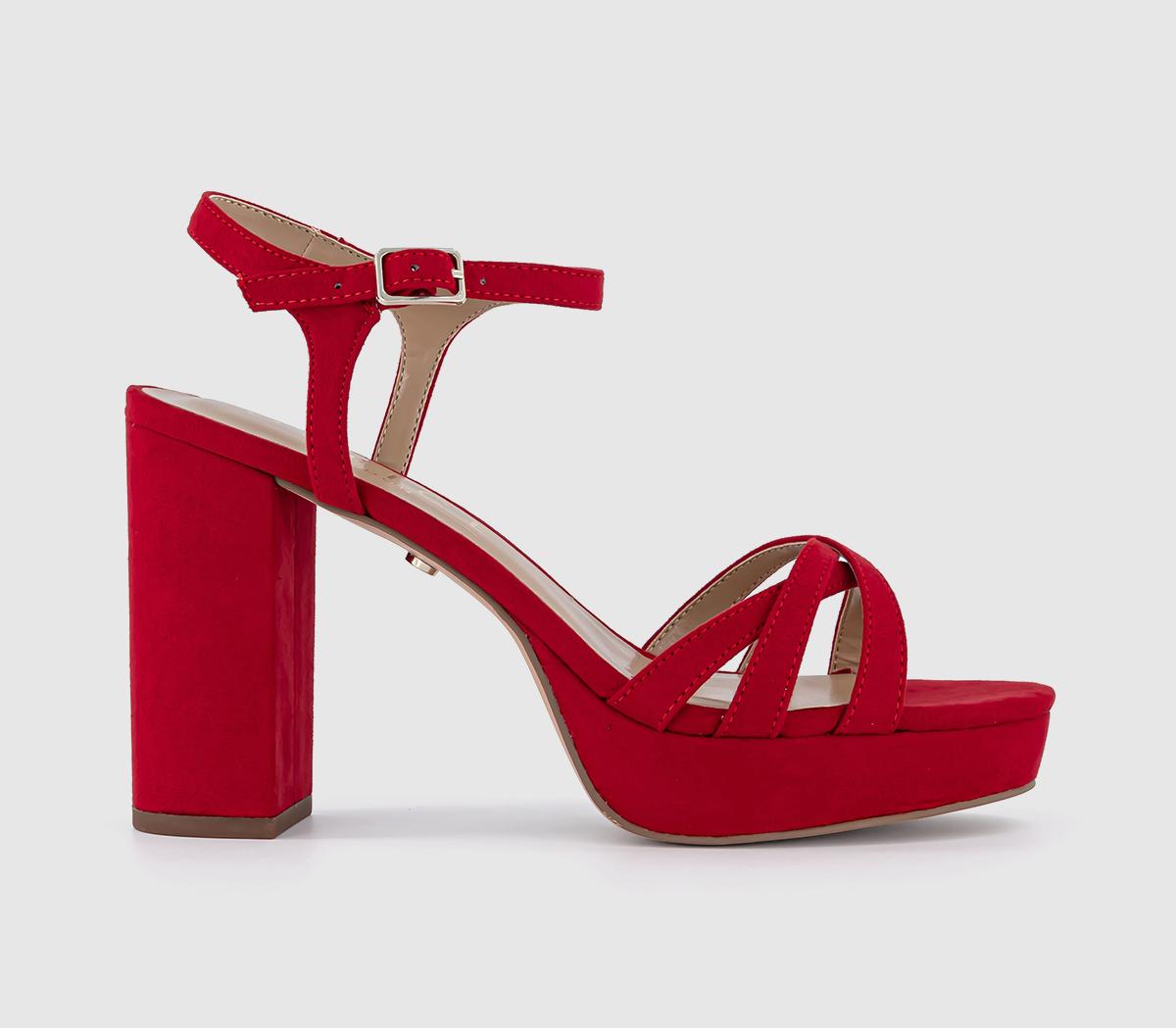 Womens Office Havana  Cross Over Platform Sandals Red