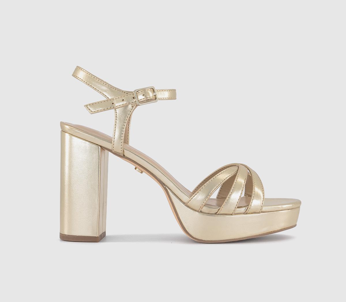 Womens Office Havana  Cross Over Platform Sandals Gold