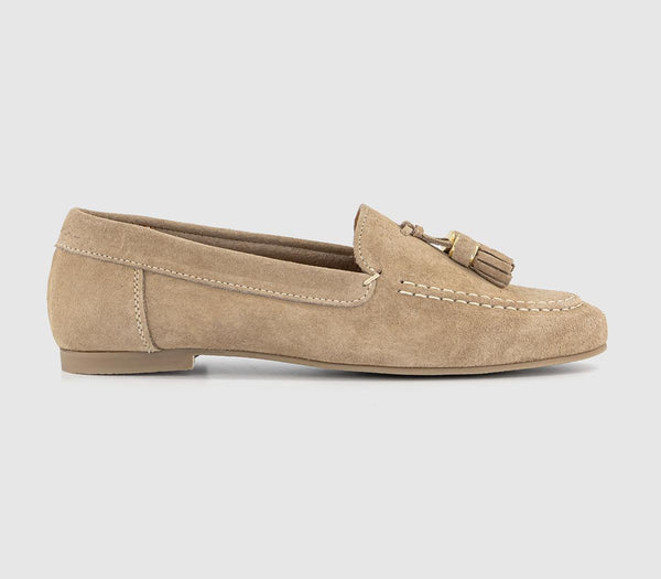 Womens Office Finty  Tassel Loafers Taupe Suede