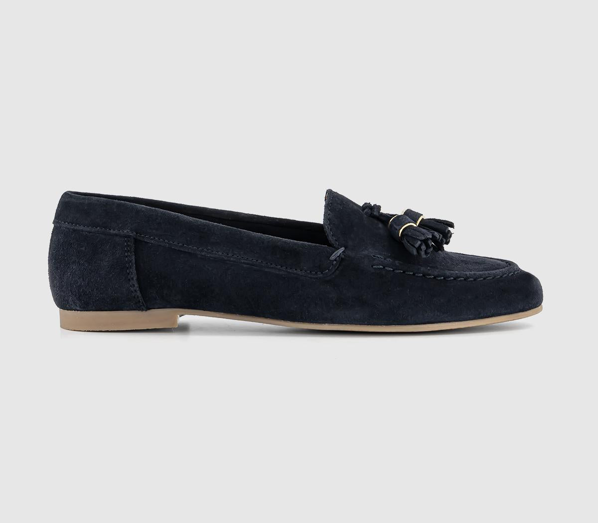 Womens Office Finty  Tassel Loafers Navy Suede