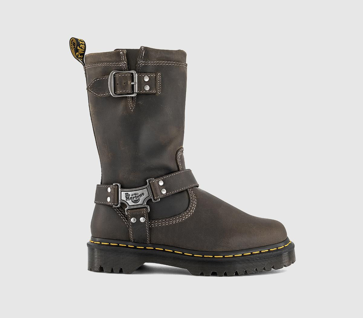 Womens Dr. Martens Anistone Hi Boots Charcoal Grey Burnished