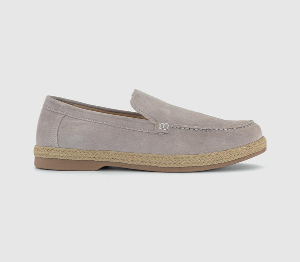 Mens Office Capri Jute Rand Loafers Stone Suede