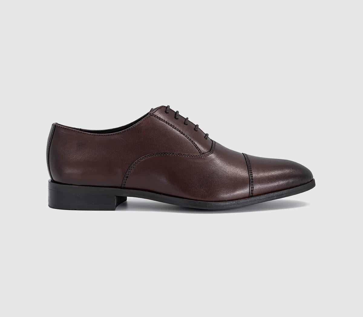 Mens OFFICE Magic Toecap Oxford Shoes New Brown Leather