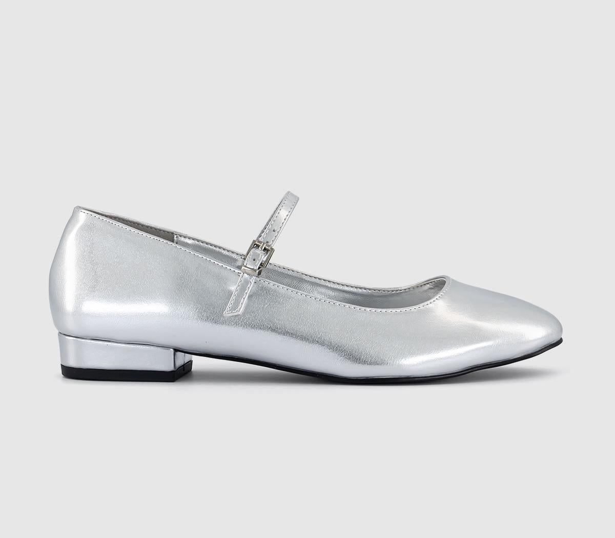 Womens OFFICE Freida Mary Jane Ballet Pumps Silver