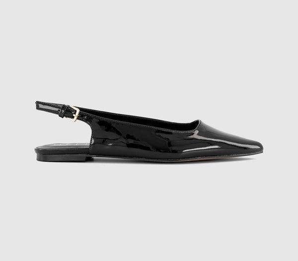 Womens OFFICE Fellow Patent Slingback Shoes Black Patent