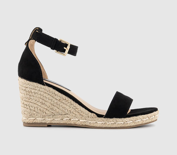 Womens Office Magnify Two Part Espadrille Wedge Black