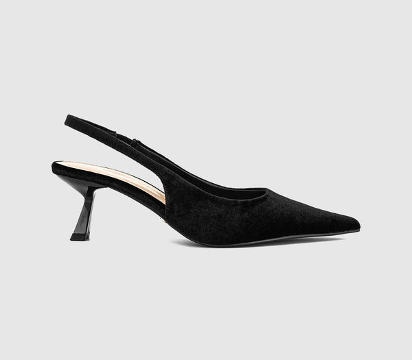 Womens OFFICE Million Slingback Kitten Heels Black Velvet