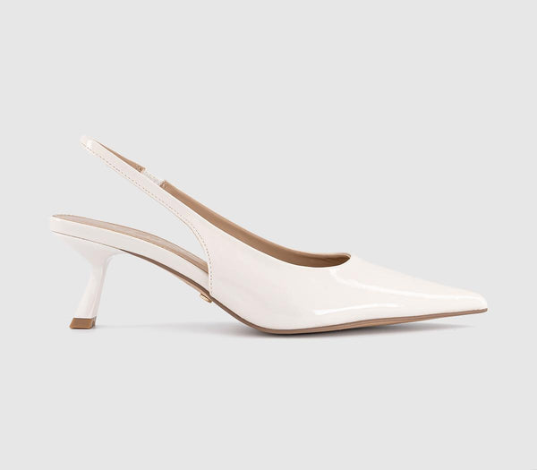 Womens OFFICE Million Slingback Court Kitten Heels Cream Patent