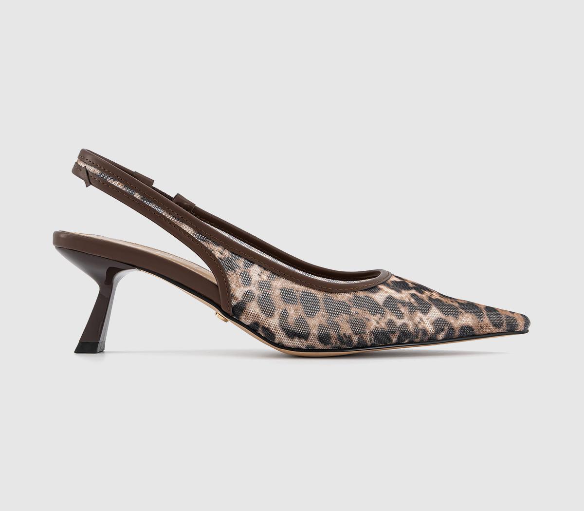 Womens OFFICE Million Slingback Kitten Heels Leopard Mesh