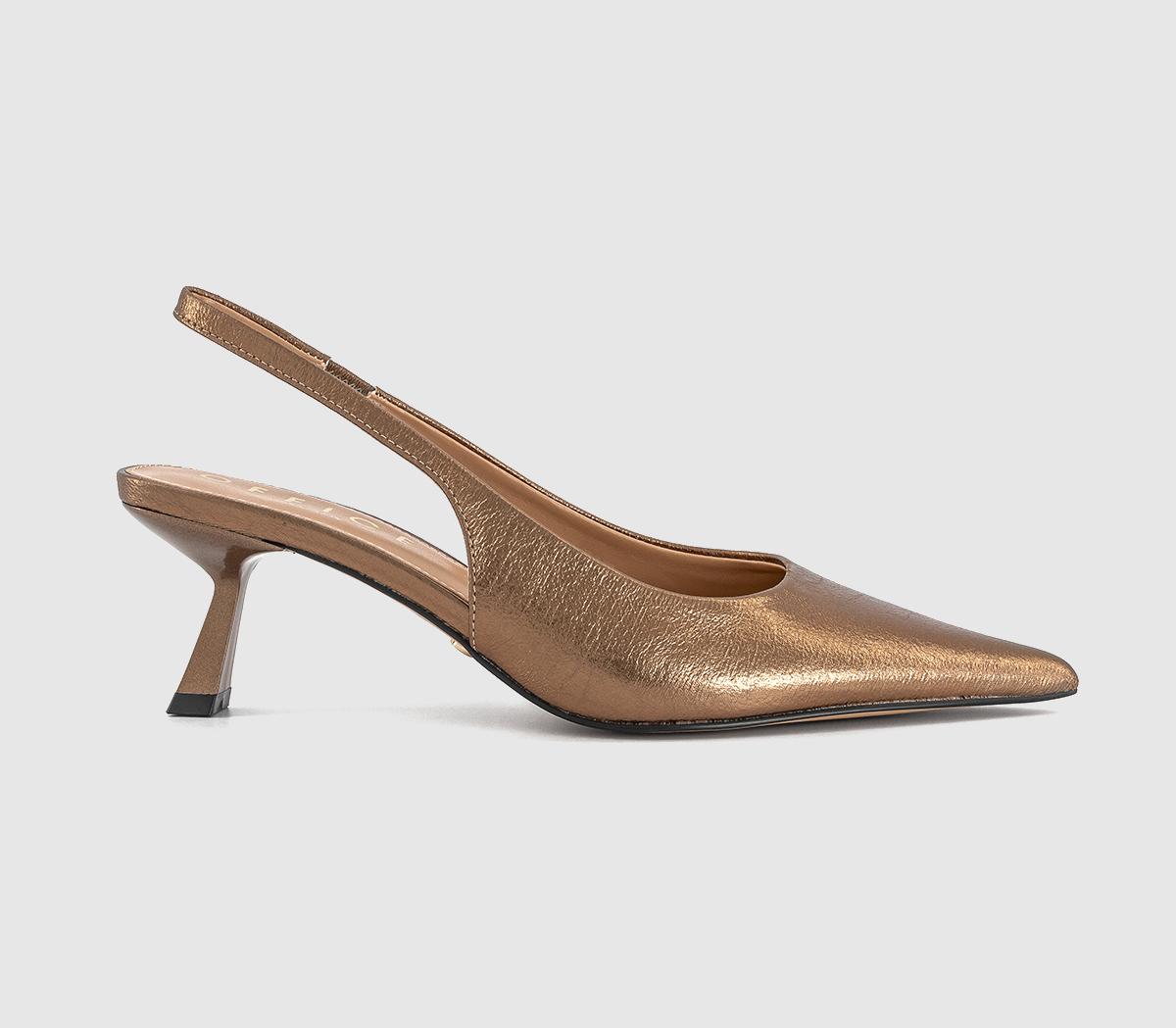Womens OFFICE Million Slingback Court Kitten Heels Pale Bronze - OFFCUTS SHOES by OFFICE