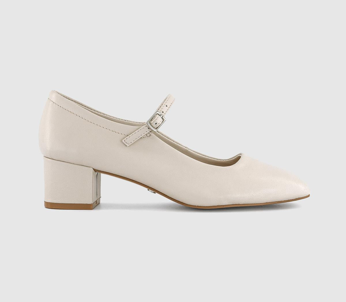 Womens OFFICE Message Heeled Mary Janes White Leather