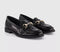 Womens OFFICE Fountain Snaffle Trim Loafers Black Patent Leather