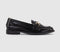 Womens OFFICE Fountain Snaffle Trim Loafers Black Patent Leather