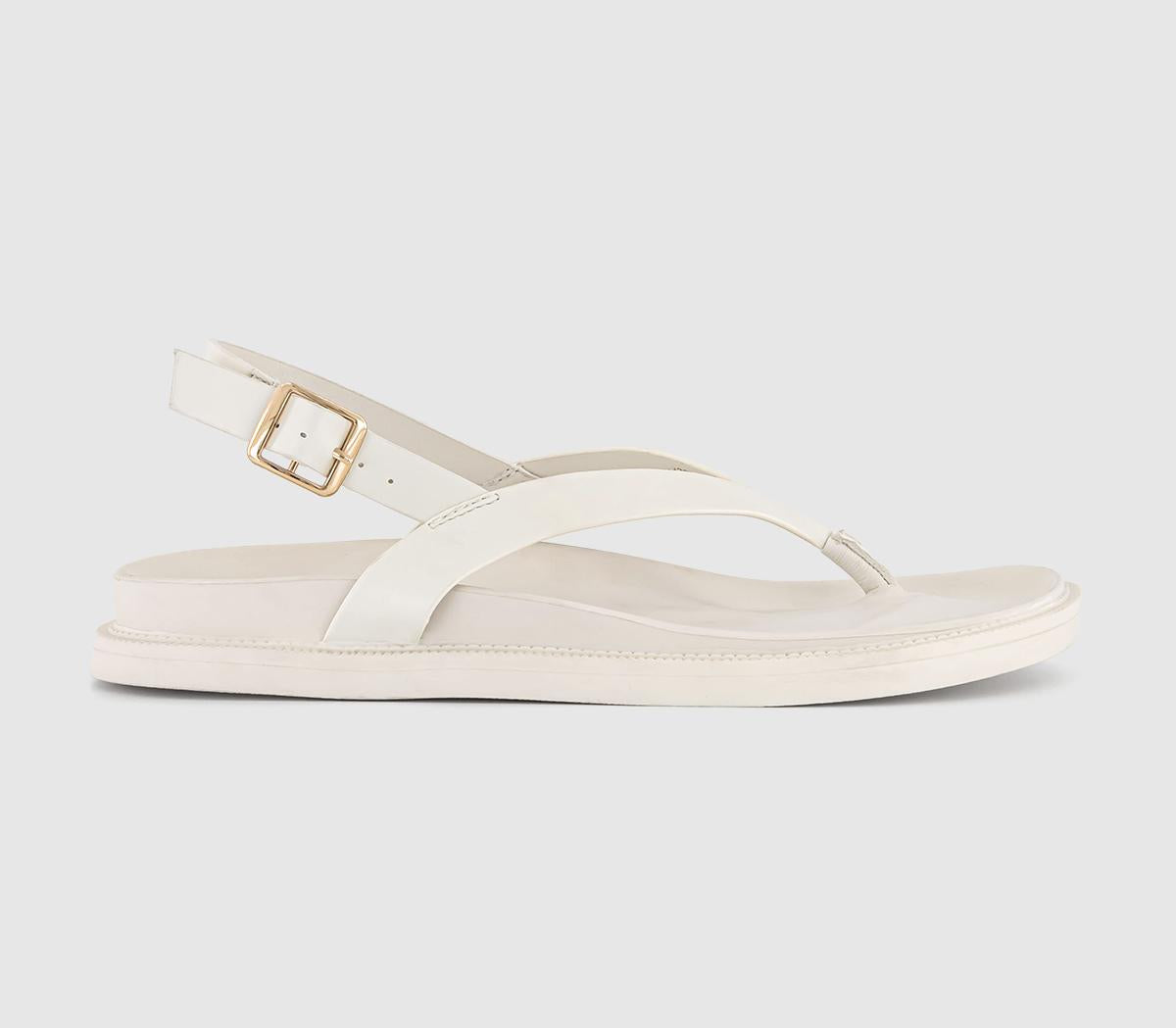 Womens Office Samurai Toe Post Slingback Footbed Sandals Off White