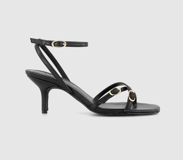 Womens Office Mystic Strappy Kitten Heel Sandals Black