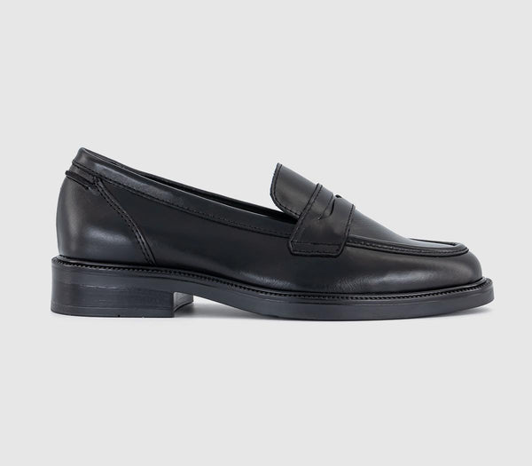 Womens Office Forgive Penny Loafers Black Leather