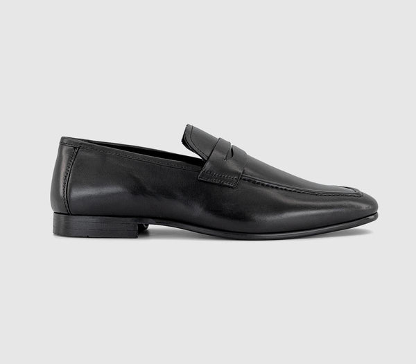 Mens Office Mozart Chisel Toe Loafers Black Leather