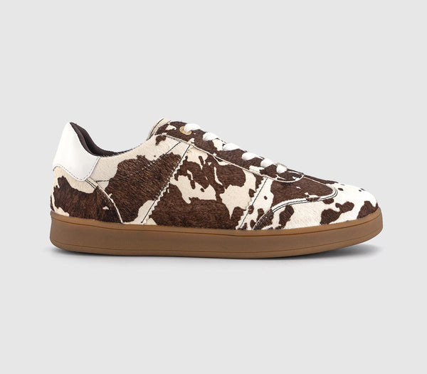  Office Truffle Lace Up Cup Sole Trainers Cow Print Uk Size 5