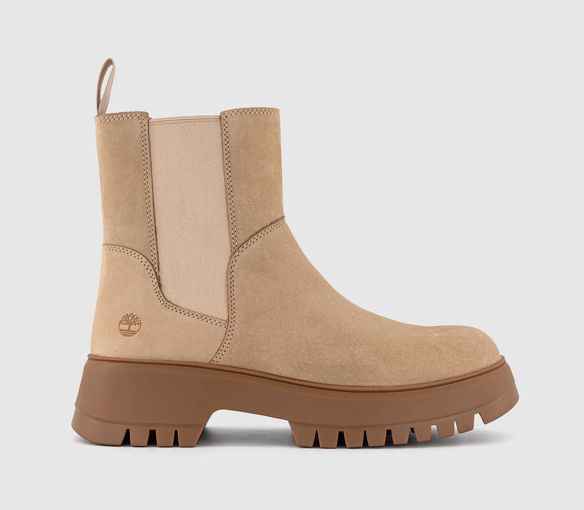 Womens Timberland Cora Valley Chelsea Boots Light Beige Nubuck