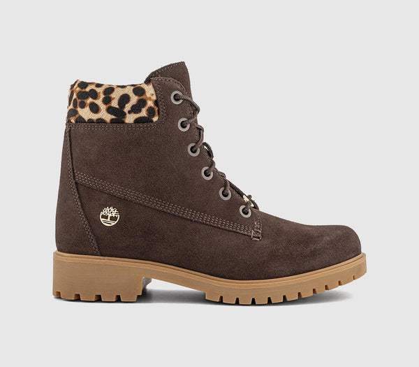 Womens Timberland Lyonsdale Boots Dark Brown Suede Animal
