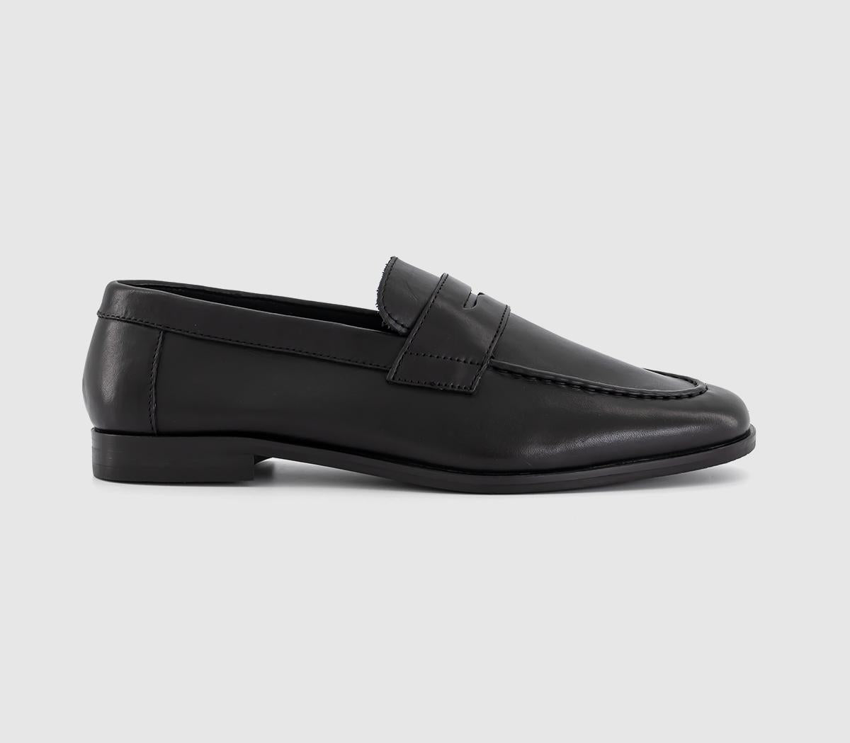 Mens OFFICE Martez Unstructured Men's Loafers Black Leather