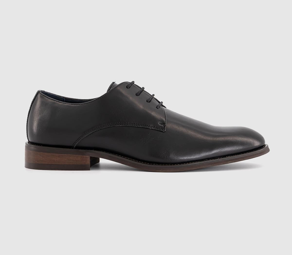 Mens OFFICE Messenger Plain Toe Derby Shoes Black