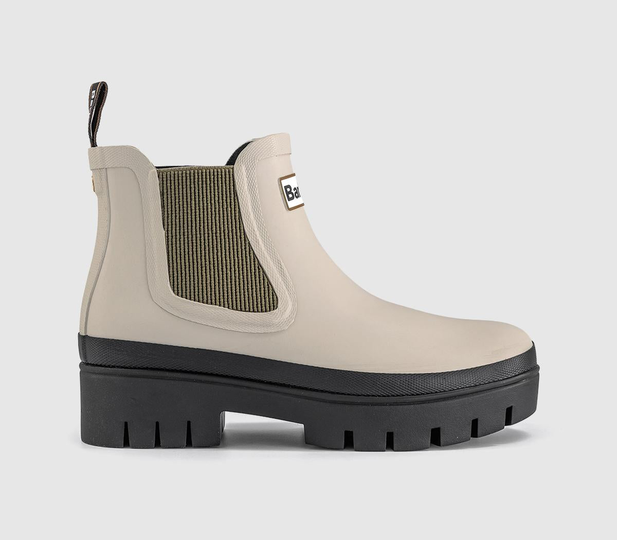 Womens Barbour Halton Chelsea Welly Boots Light Oak Bleached Olive