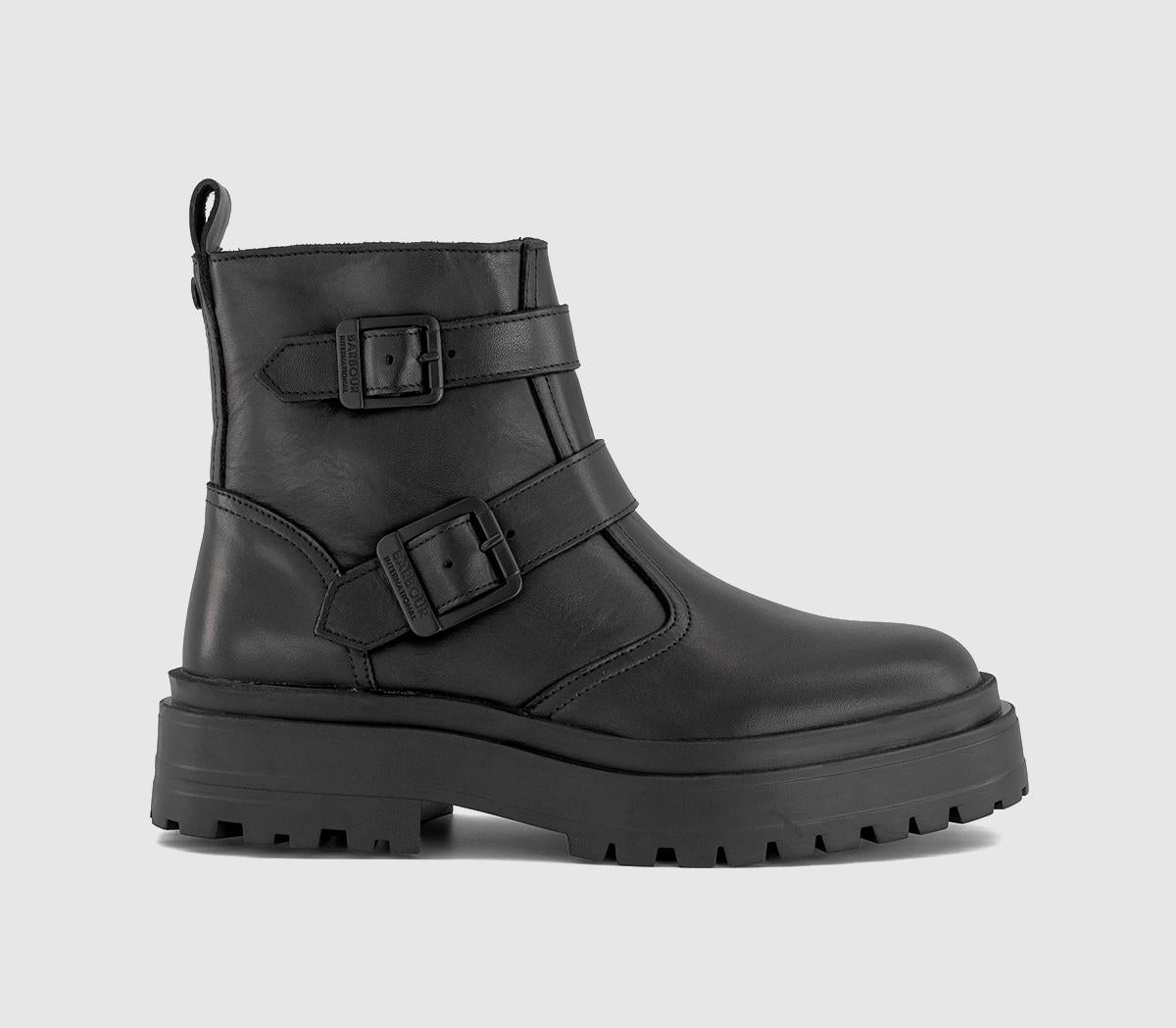 Womens Barbour International Tasmin Double Buckle Boots Black