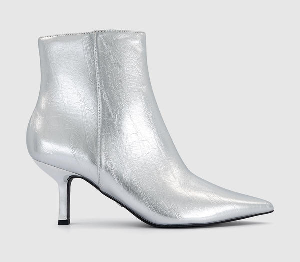 Womens Office Alara Kitten Heel Ankle Boots Silver