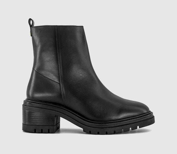 Womens OFFICE Aleena Chunky Block Heel Boots Black Leather