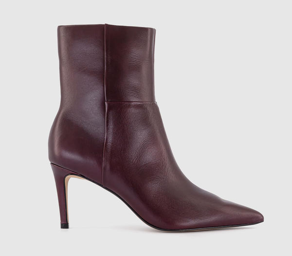 Womens OFFICE Adriana Point Toe Ankle Boots Burgundy Leather