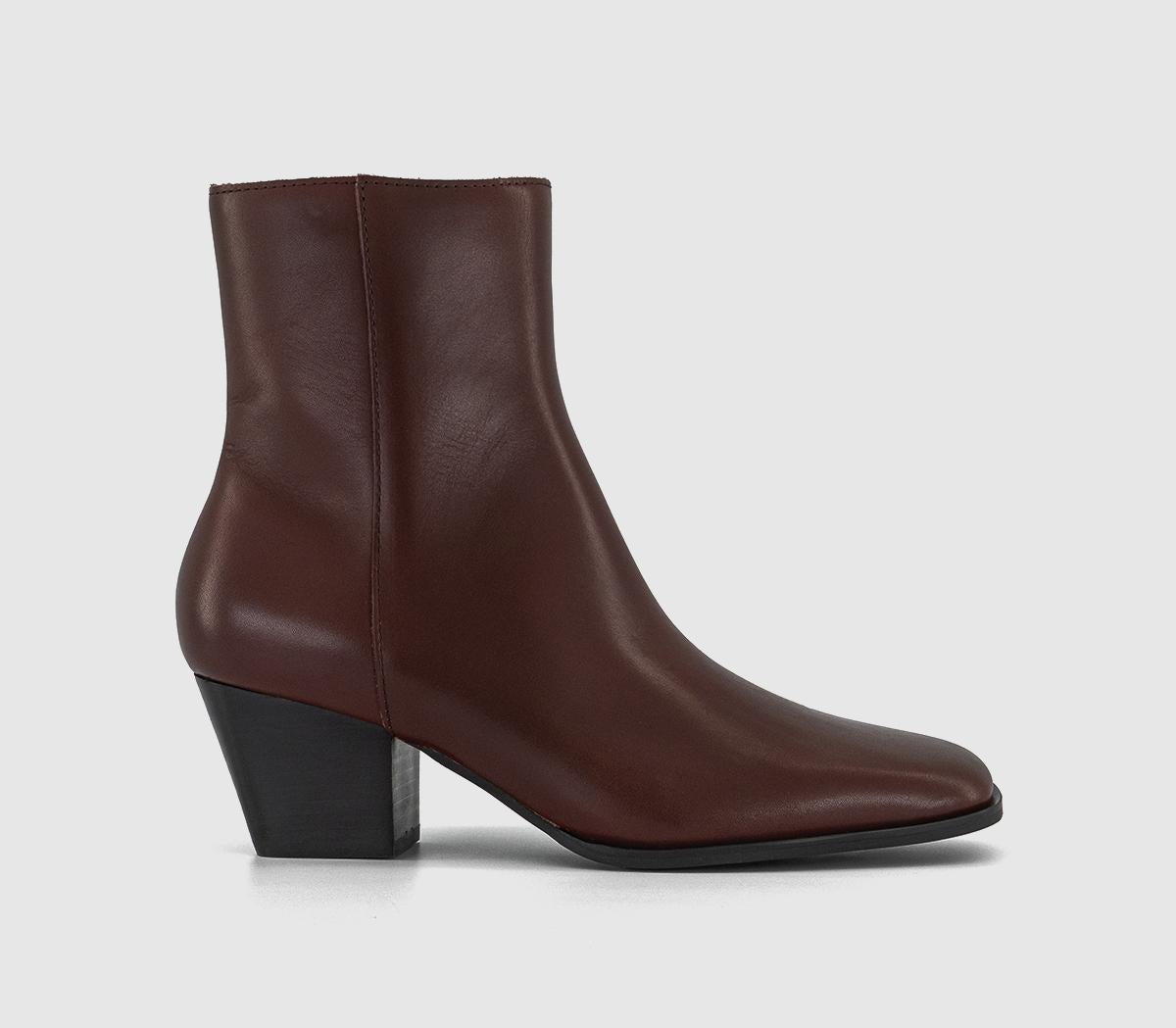 Womens OFFICE Ambah Smart Western Boots Chocolate Brown - OFFCUTS SHOES by OFFICE