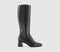 Womens Office Kleo  Block Heel Knee High Boots Black Leather