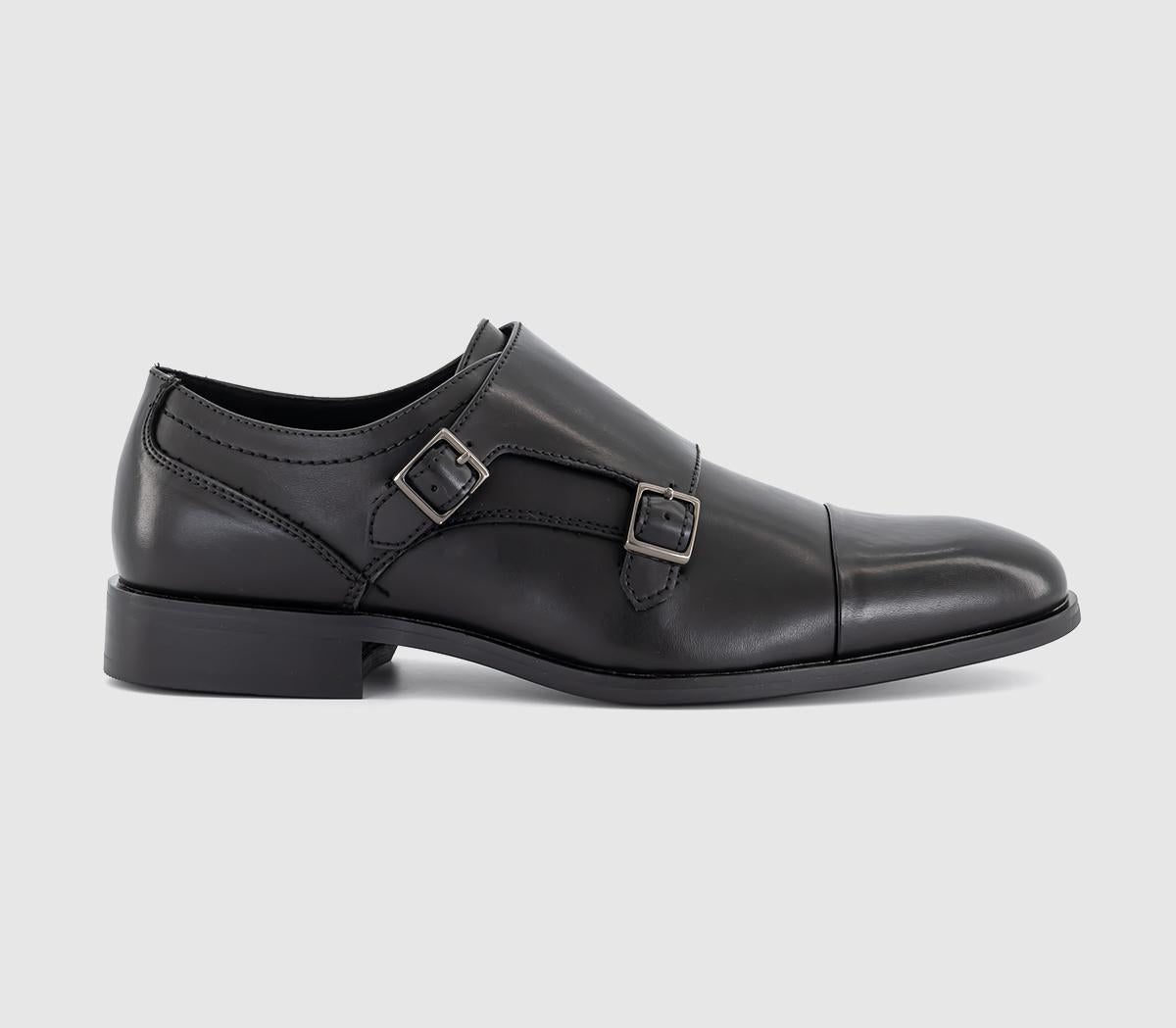 Mens OFFICE Marcos Double Monk Strap Shoes Black