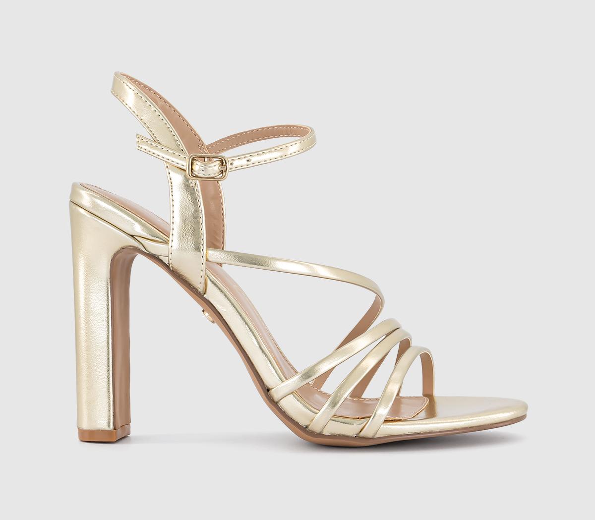 Womens Office Hera Strappy Heeled Sandals Gold