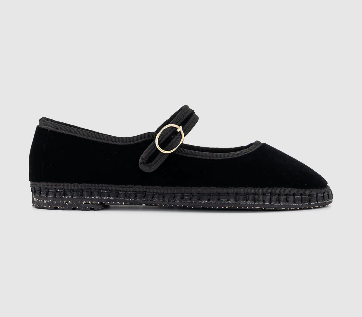 Womens Flabelus Mary Janes Black Velvet