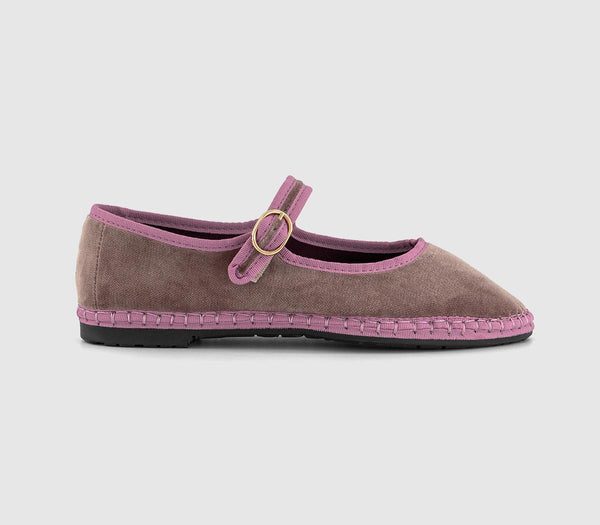 Womens Flabelus Mary Jane Shoes Grey And Pink Velvet