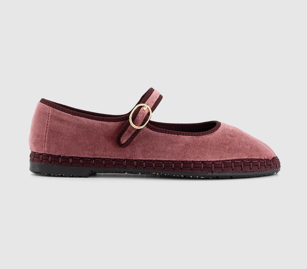 Womens Flabelus Mary Jane Pink Burgundy Velvet - OFFCUTS SHOES by OFFICE