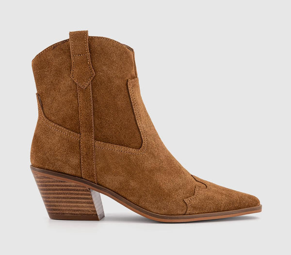 Womens Office Atmosphere Western Ankle Boot Tan Suede