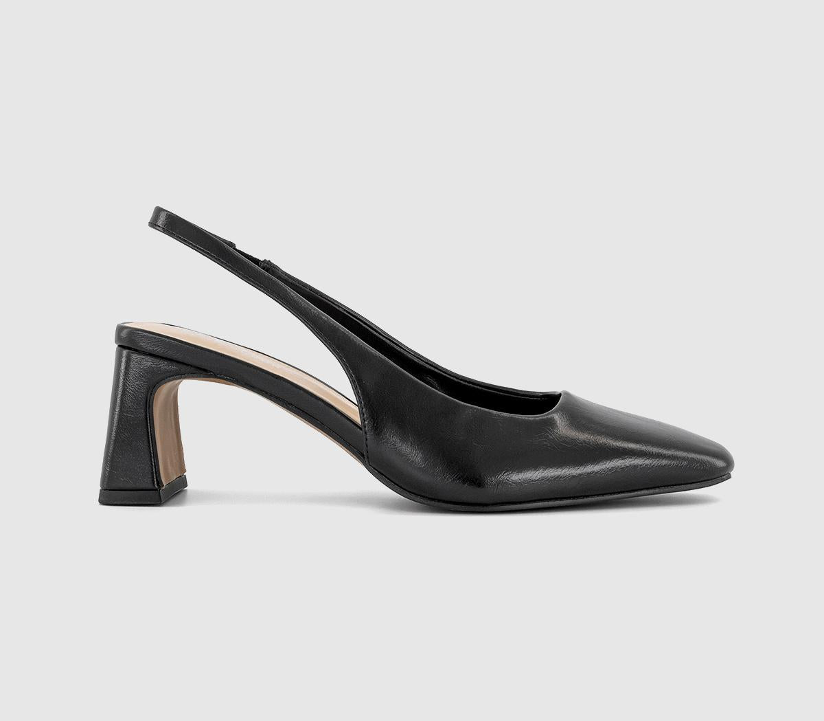 Womens OFFICE Mirage Slingback Court Heels Black Pu