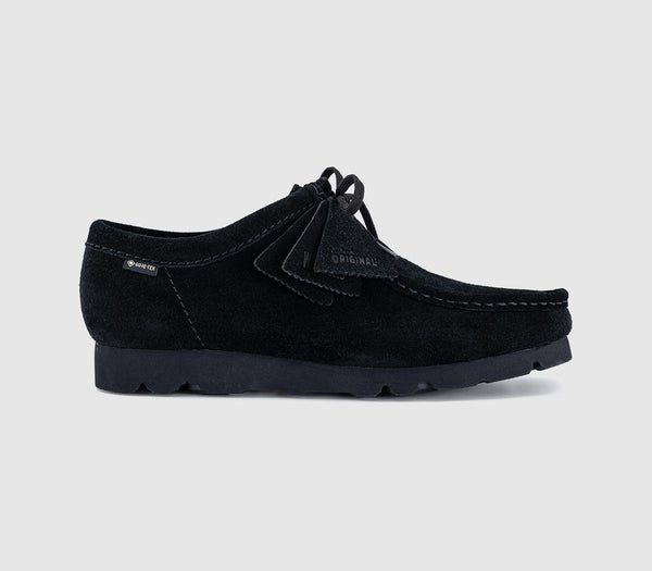 Mens Clarks Originals Wallabee Gortex Shoes Black Suede